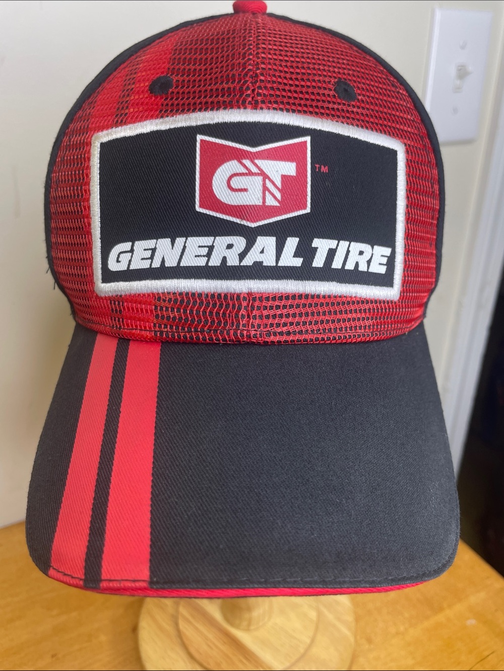 General Tire Red & Black Mesh Trucker Hat with Logo Patch
